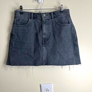 Everlane The Way High Washed Black Denim Mini Skirt